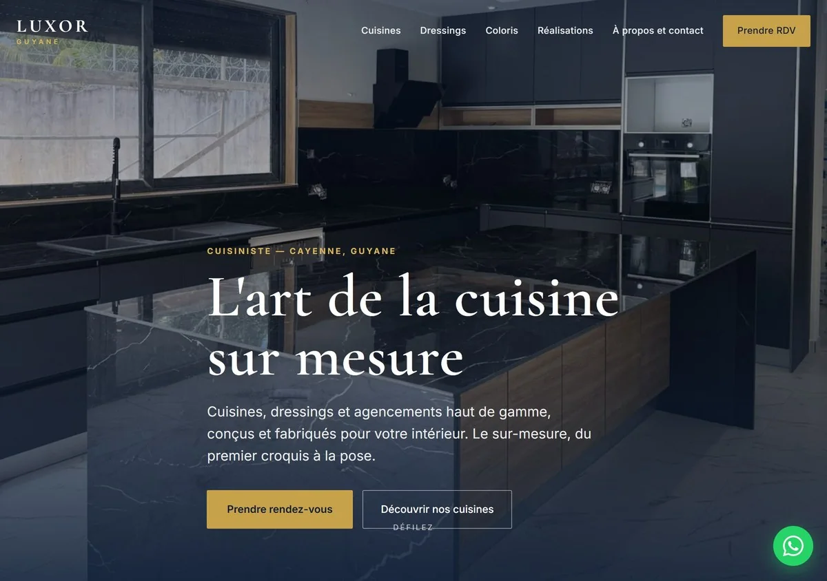 Site internet Luxor Guyane, cuisiniste haut de gamme